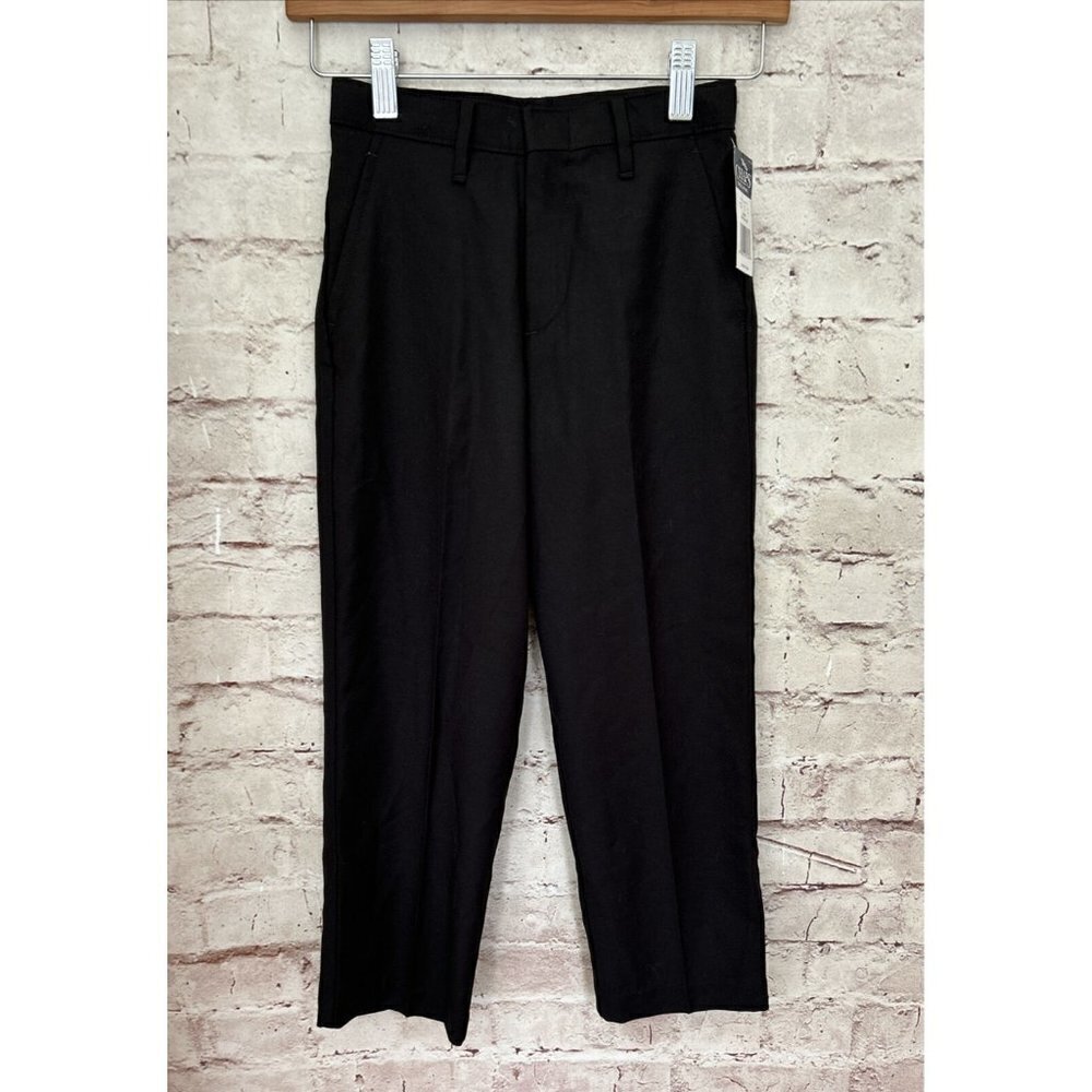 CHAPS Dress Apparel Boys Black Dress Pants Flat Front Size 7 Reg NEW